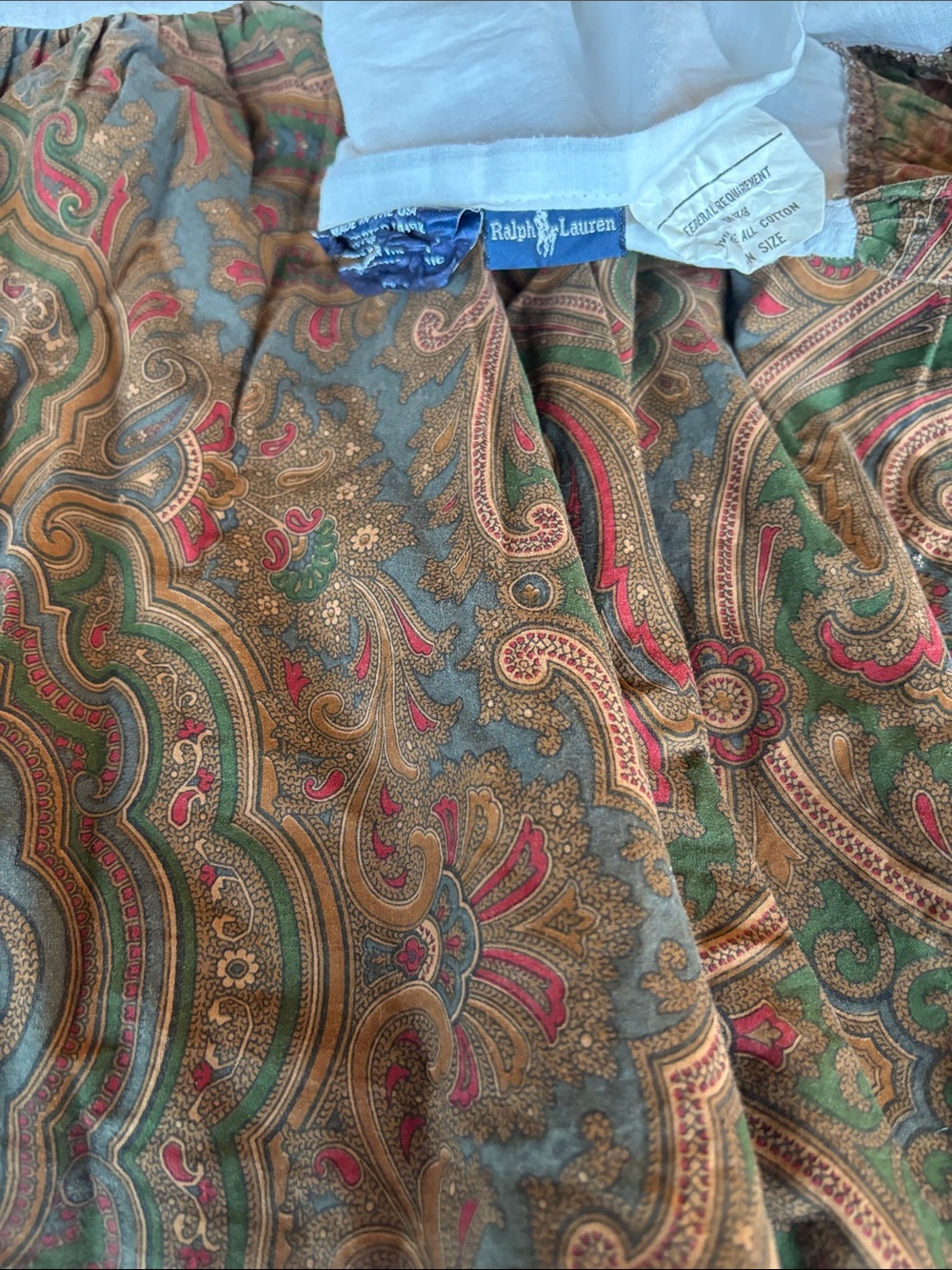 Ralph Lauren Brianna Paisley Bed Skirt Dust Ruffle Twin jewel tone USA made
